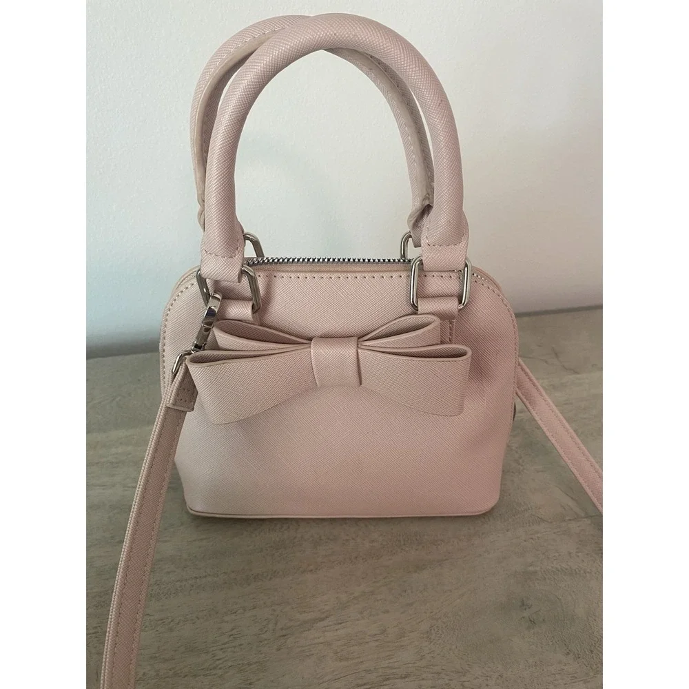 Adorable Betsey Johnson Blush Pink Mini‎ Satchel Crossbody Bag with Bow Detail